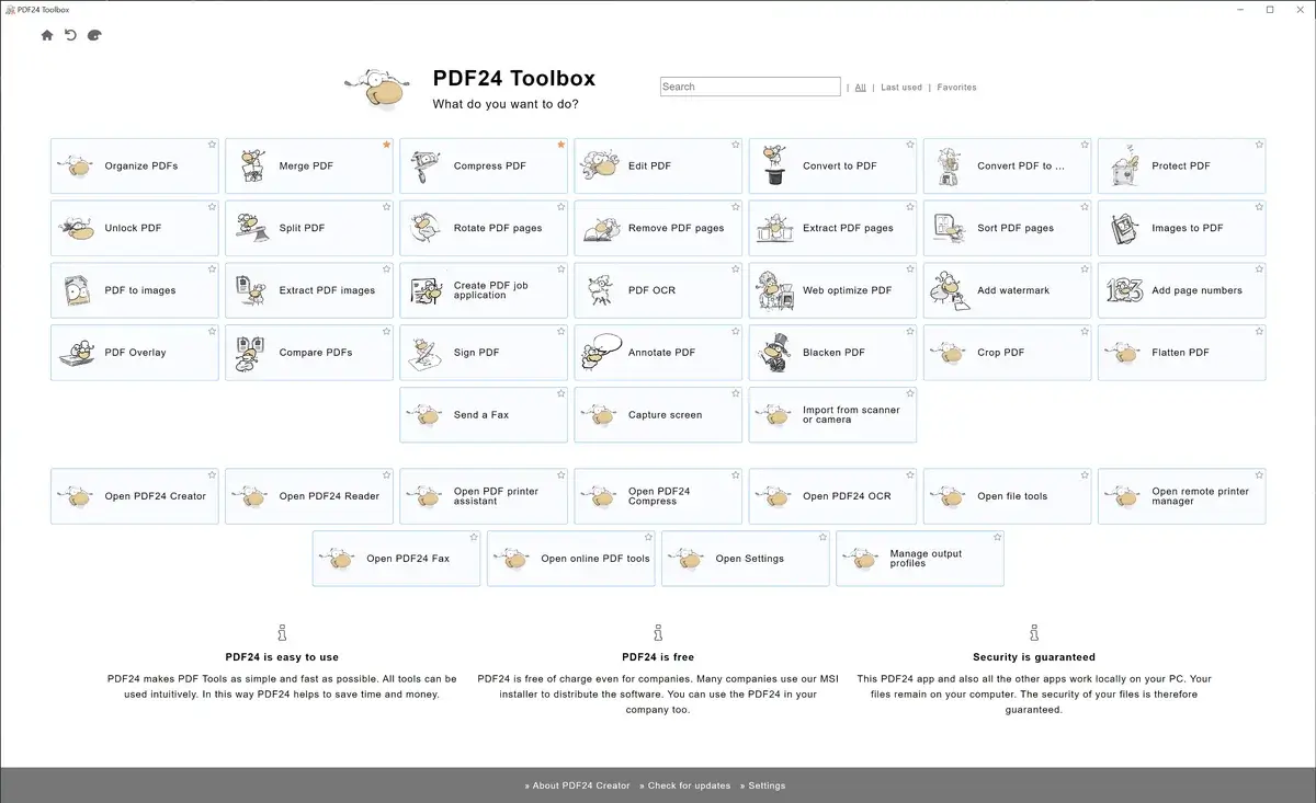 PDF24 Toolbox 展示离线 PDF 工具入口