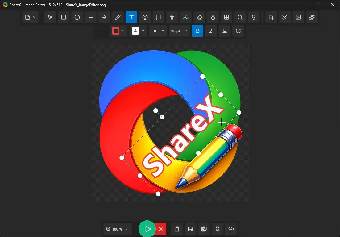 ShareX 图片编辑器的标注工具界面